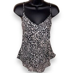 Medium Y2K Era Dialogue Leopard Print Tank Cami Black Grey Womens Pinup Goth